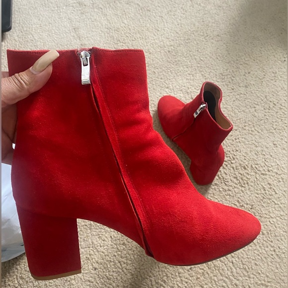 Red Suede Halogen Block Heel Bootie - Picture 5 of 5